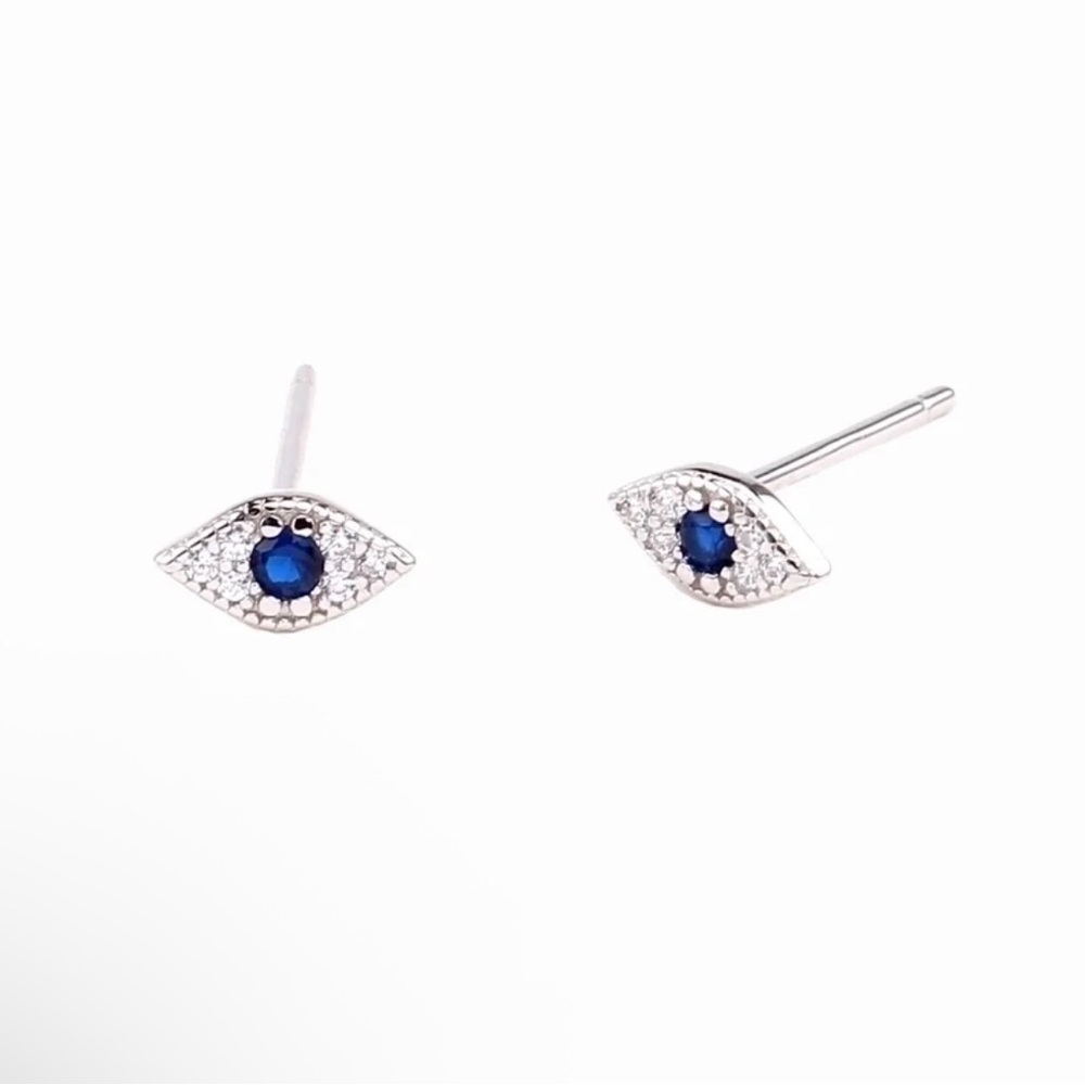 Sterling Silver Evil Eye Stud Earrings